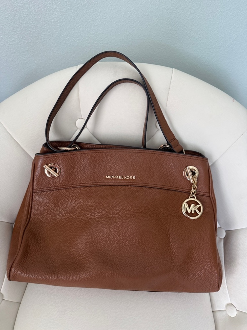Michael Kors Jet Set Chain Legacy Shoulder Bag Chestnut Brown Pebbled Leather - Picture 4 of 16